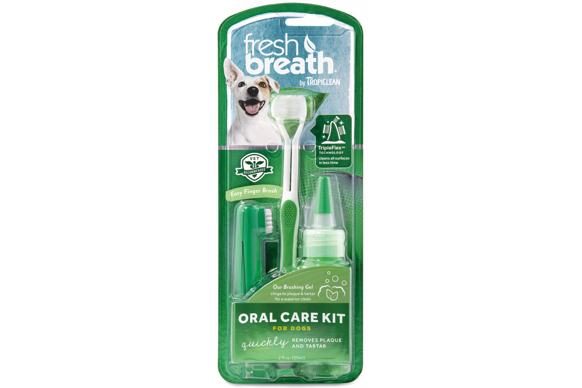 Обзор TropiClean Oral Care Kit Fresh Breath: набор для чистки зубов собак — гель, щётка и напальчник