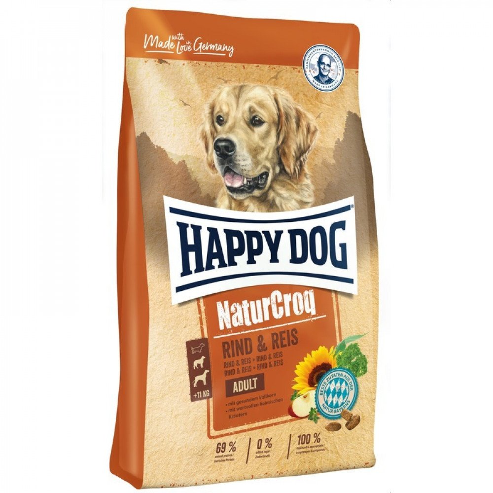 ΠΠ±Π·ΠΎΡ Happy Dog NaturCroq Beef: ΠΊΠΎΡΠΌ Ρ Π³ΠΎΠ²ΡΠ΄ΠΈΠ½ΠΎΠΉ ΠΈ ΡΠΈΡΠΎΠΌ Π΄Π»Ρ Π²Π·ΡΠΎΡΠ»ΡΡ
ΡΠΎΠ±Π°ΠΊ β ΡΠΎΡΡΠ°Π², ΠΏΠ»ΡΡΡ ΠΈ ΠΌΠΈΠ½ΡΡΡ