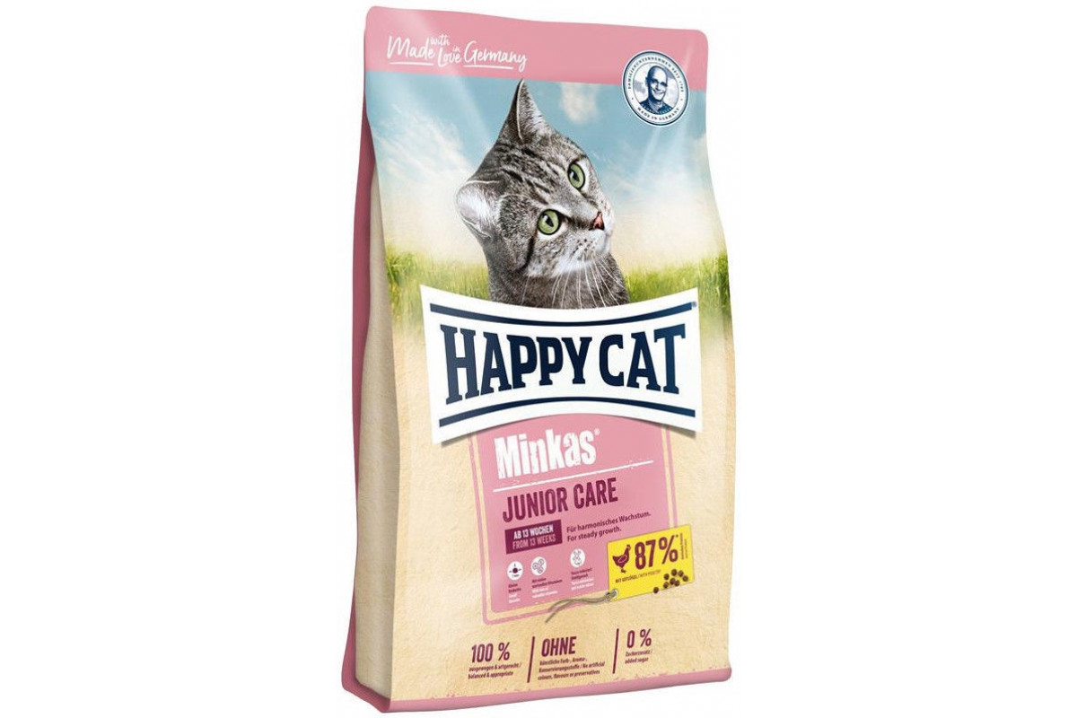 Обзор Happy Cat Minkas Junior Care: сухой корм с птицей для котят с 13 недель — плюсы и минусы