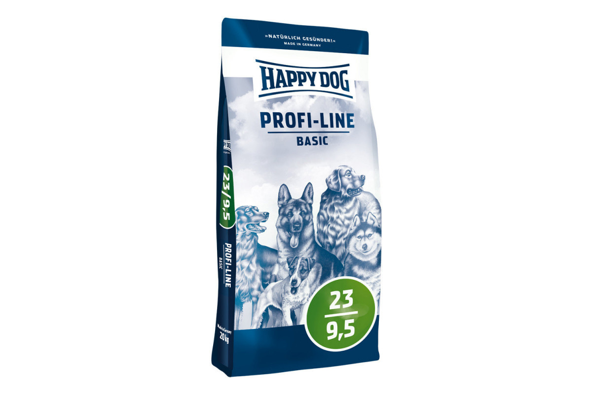 Обзор Happy Dog Profi-Line Basic 23/9.5: корм для взрослых собак с обычной активностью в мешке 20 кг — плюсы и минусы