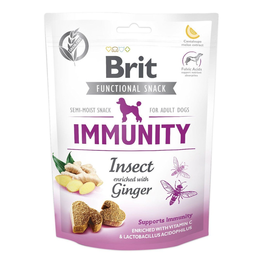 Обзор Brit Functional Snack Immunity 150 г: лакомство с насекомыми, лососем и имбирём для иммунитета собак — плюсы и минусы