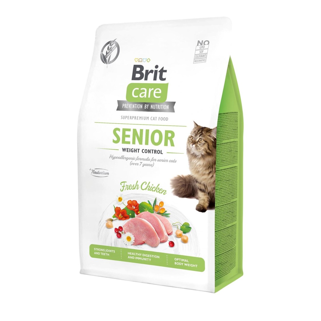 Обзор Brit Care Cat GF Senior Weight Control: корм для пожилых кошек старше 7 лет — состав, плюсы и минусы