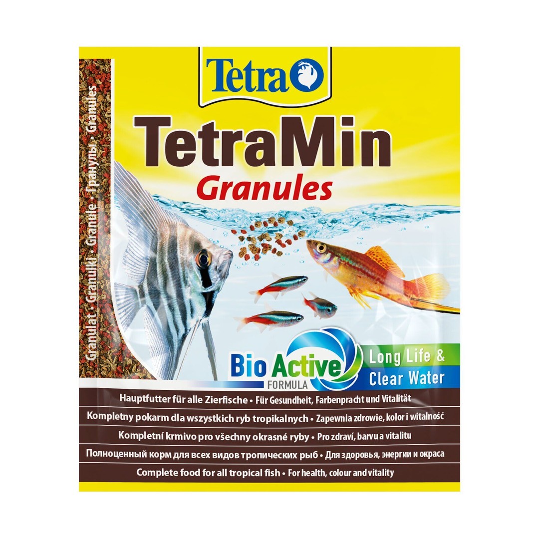 Обзор TetraMin Granules 15 г: гранулированный основной корм для всех декоративных рыб — состав, плюсы и минусы