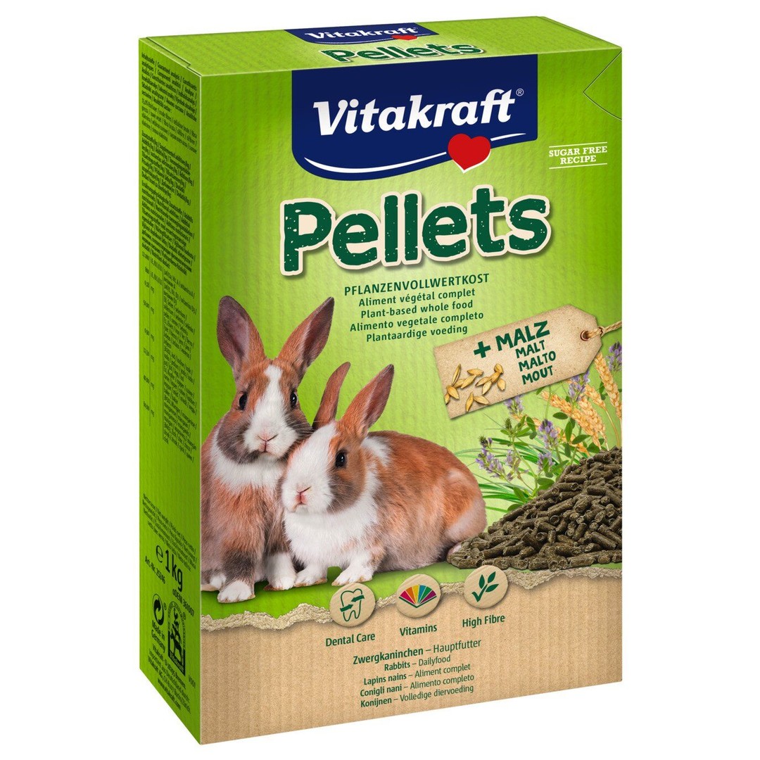 Обзор Vitakraft Pellets для кроликов 1 кг: гранулированный корм с люцерной и солодом против избирательного поедания — состав, норма, плюсы и минусы