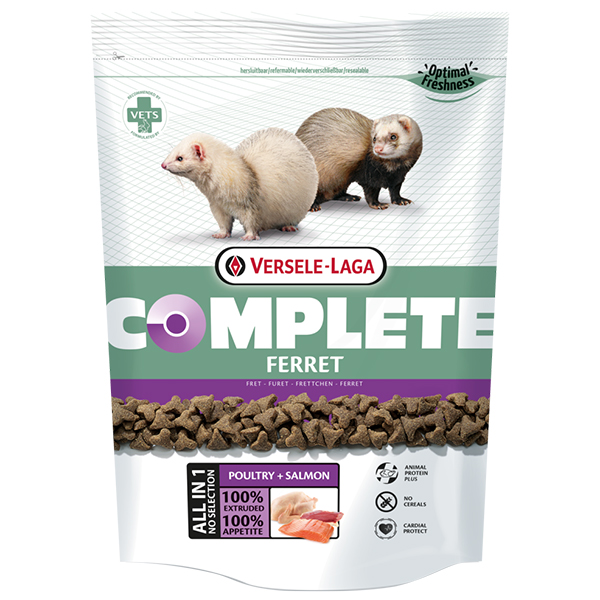 Обзор Versele-Laga Complete Ferret: беззерновой корм для хорьков с курицей и лососем — состав, нормы, плюсы и минусы