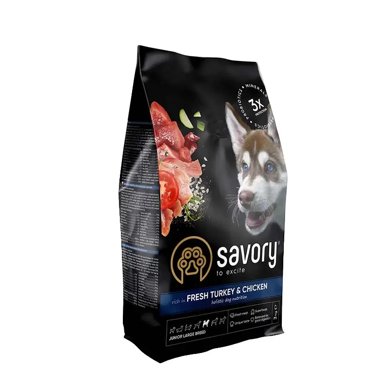 Обзор Savory Junior Large Breed: холистик-корм с индейкой и курицей для щенков крупных пород — плюсы и минусы