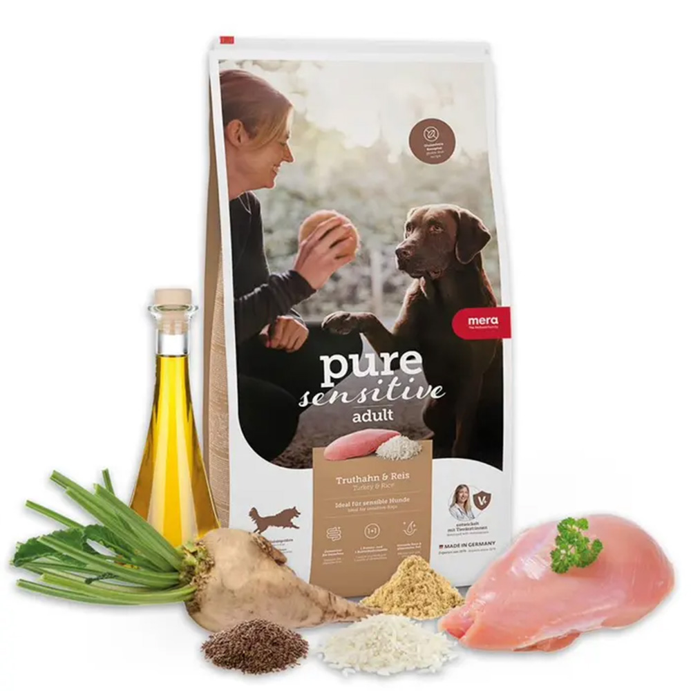 Обзор MERA pure sensitive Adult Truthahn & Reis 1 кг: корм с индейкой и рисом для собак с чувствительным пищеварением — плюсы и минусы