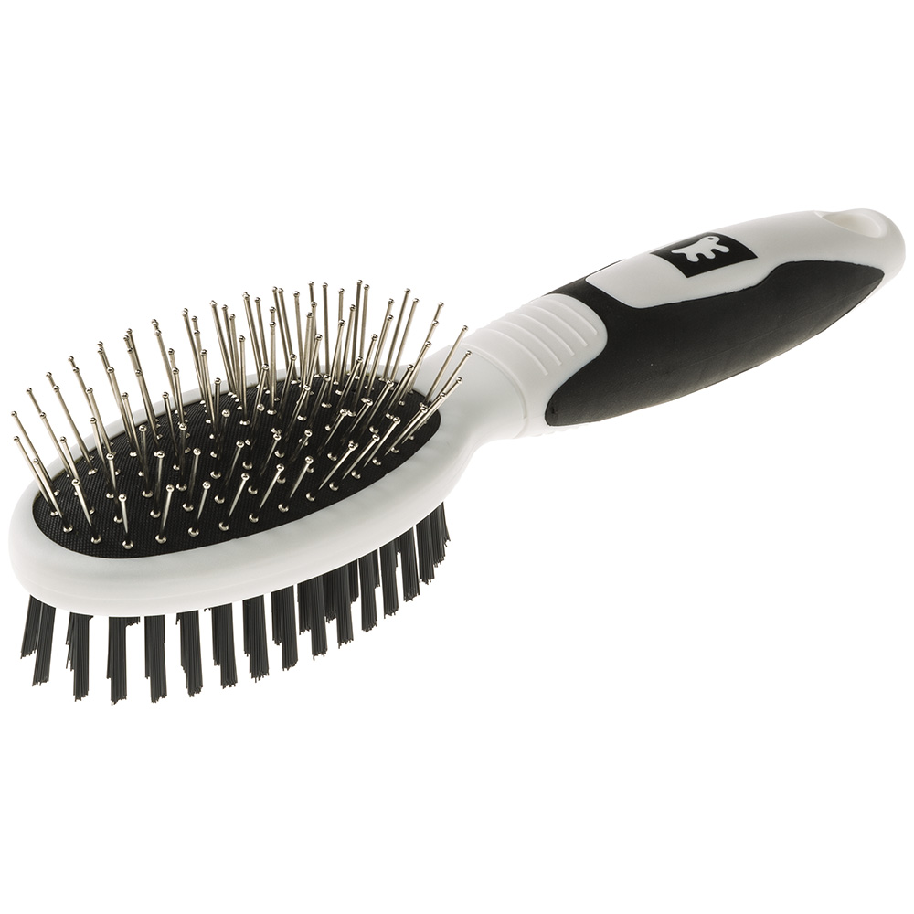Обзор Ferplast GRO 5762 Premium Brush: двусторонняя щётка для собак и кошек с металлическими зубьями и щетиной — плюсы и минусы