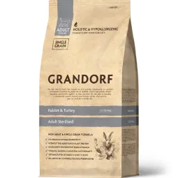 Grandorf Cat Sterilized Rabbit & Turkey Dry Food for Neutered Cats, 0.4 kg