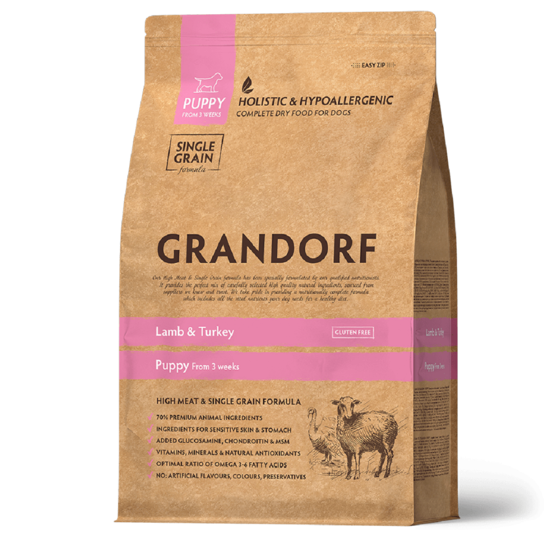 Обзор Grandorf Dog Puppy Lamb & Turkey 10 кг: низкозерновой корм для щенков всех пород — плюсы и минусы