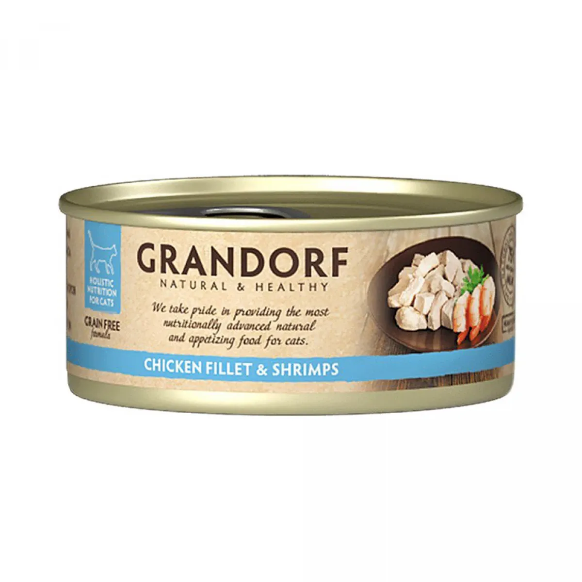 Обзор Grandorf Cat Wet куриное филе с креветками 70 г: консервы для кошек — плюсы и минусы