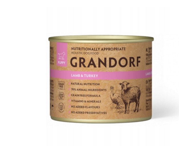 Обзор Grandorf Puppy Wet Lamb & Turkey 400 г: влажный корм для щенков с ягнёнком и индейкой — плюсы и минусы