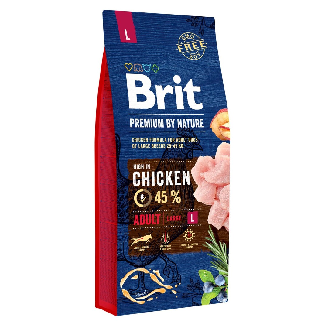 Обзор Brit Premium Adult L 15 кг: сухой корм с курицей для собак крупных пород — плюсы и минусы