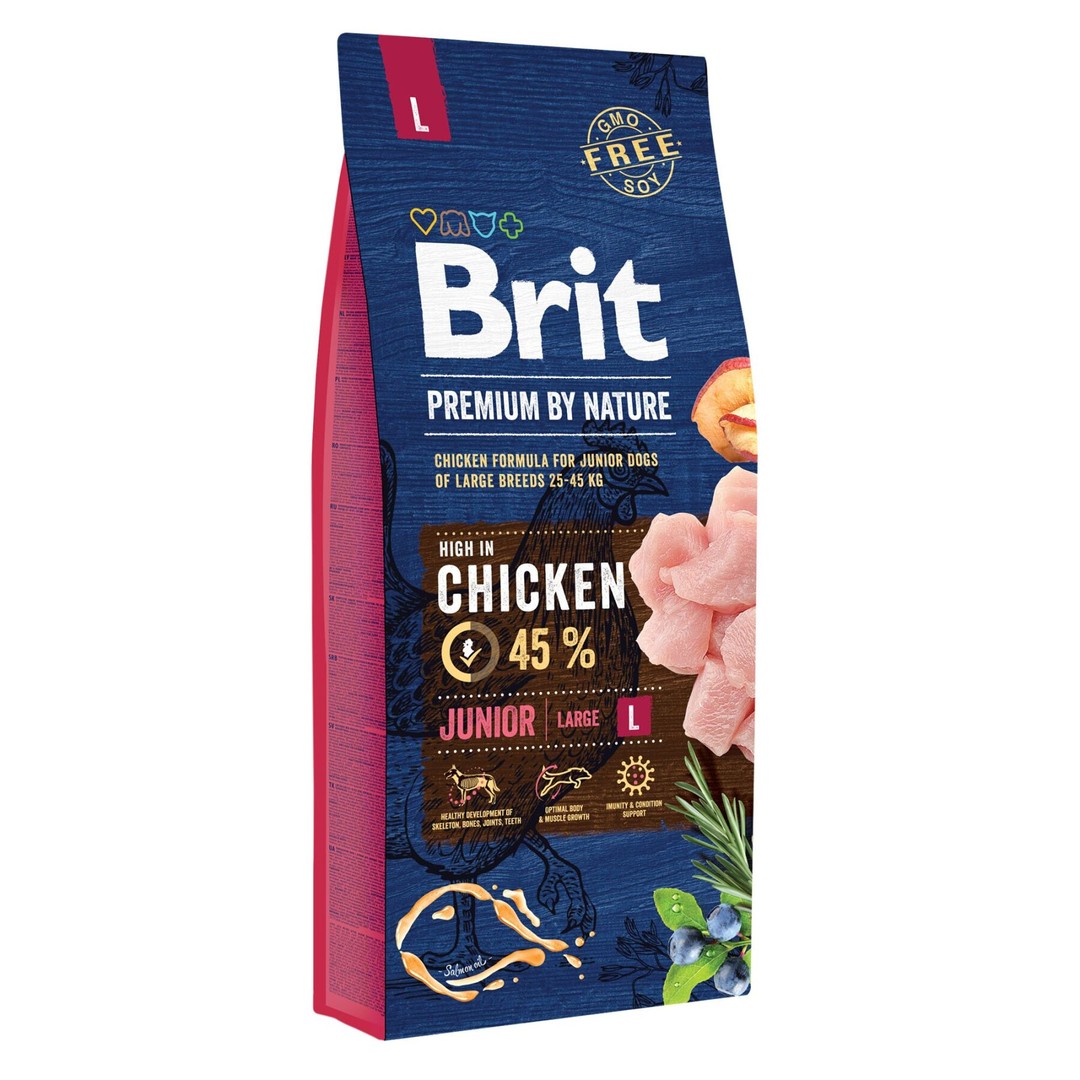 Обзор Brit Premium Junior L: корм с курицей для щенков крупных пород 25–45 кг — состав, кормление, плюсы и минусы