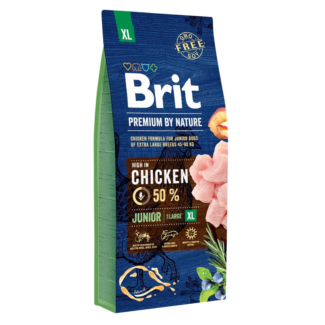Обзор Brit Premium Junior XL 15 кг: сухой корм с курицей для щенков гигантских пород — состав, плюсы и минусы