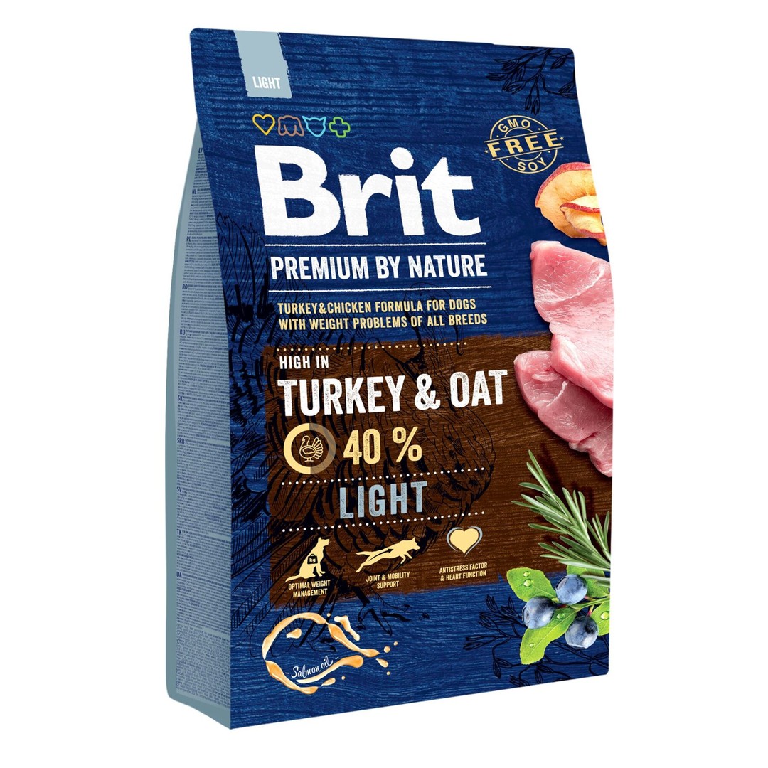 Обзор Brit Premium Light 3 кг: сухой корм с индейкой для собак с лишним весом — состав, плюсы и минусы