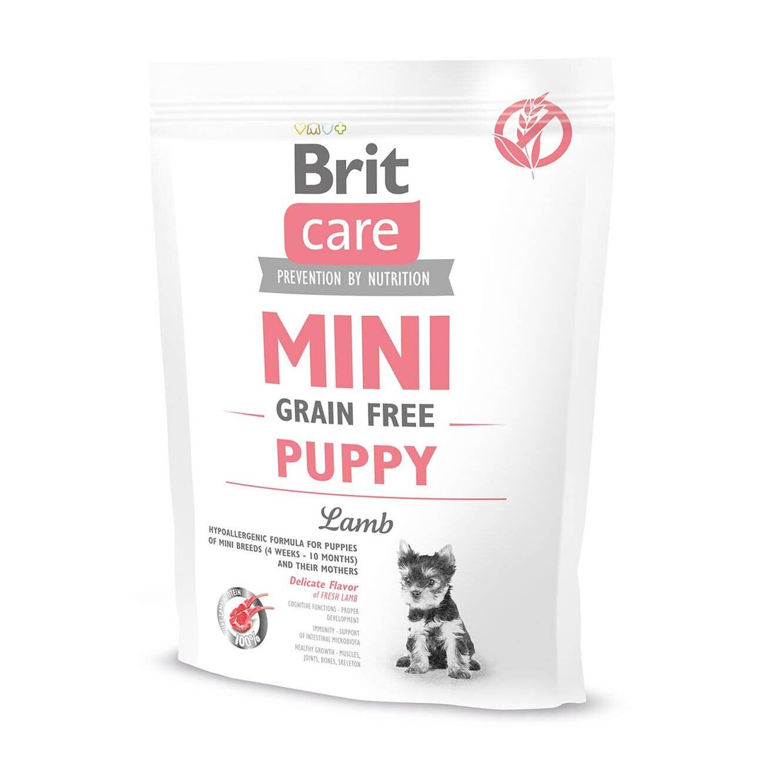 Обзор Brit Care Mini GF Puppy Lamb: беззерновой корм для щенков мелких пород с ягнёнком — состав, плюсы и минусы
