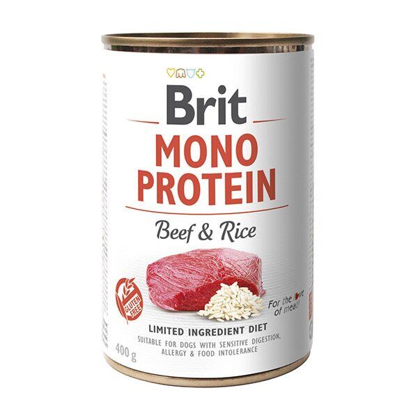 Обзор Brit Mono Protein Beef & Rice 400 г: консервы для собак с говядиной и рисом — плюсы и минусы