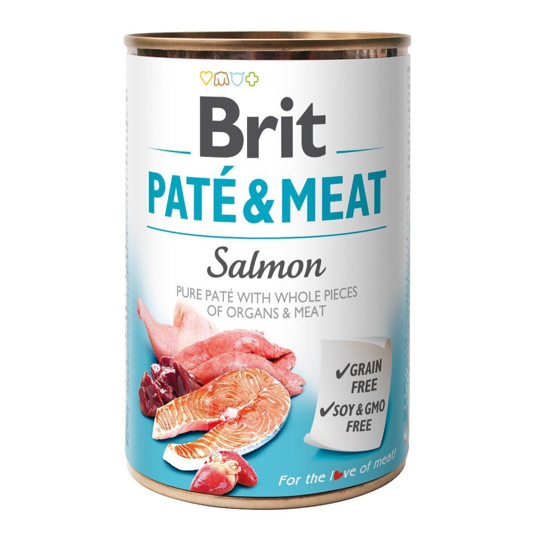 ΠΠ±Π·ΠΎΡ Brit Pate & Meat Salmon 400 Π³: ΠΊΠΎΠ½ΡΠ΅ΡΠ²Ρ Π΄Π»Ρ ΡΠΎΠ±Π°ΠΊ Ρ Π»ΠΎΡΠΎΡΠ΅ΠΌ ΠΈ ΠΊΡΡΠΈΡΠ΅ΠΉ β ΠΏΠ»ΡΡΡ ΠΈ ΠΌΠΈΠ½ΡΡΡ