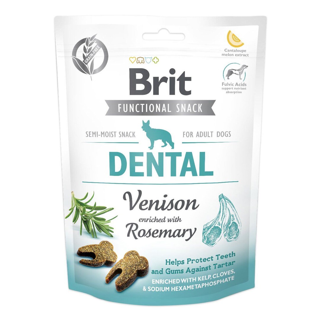 ΠΠ±Π·ΠΎΡ Brit Functional Snack Dental: Π»Π°ΠΊΠΎΠΌΡΡΠ²ΠΎ Ρ ΠΎΠ»Π΅Π½ΠΈΠ½ΠΎΠΉ ΠΈ ΡΠΎΠ·ΠΌΠ°ΡΠΈΠ½ΠΎΠΌ Π΄Π»Ρ Π·ΡΠ±ΠΎΠ² ΡΠΎΠ±Π°ΠΊ β ΡΠΎΡΡΠ°Π², ΠΏΠ»ΡΡΡ ΠΈ ΠΌΠΈΠ½ΡΡΡ