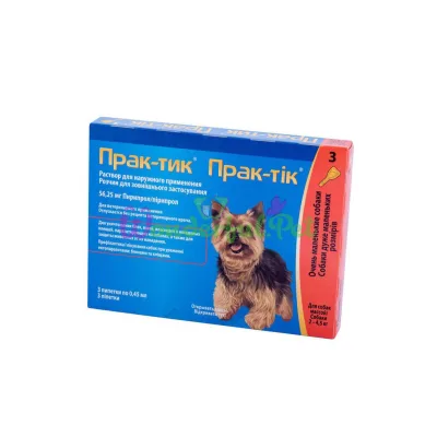 Капли Novartis Prac-tic для борьбы с насекомыми и иксодовыми клещами для мелких собак всех от 2 до 4.5 кг