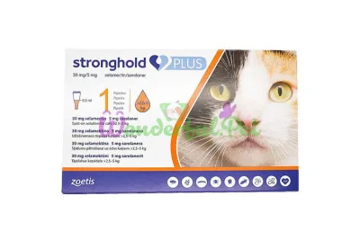 Zoetis Stronghold Plus Drops 30 mg/5 mg for cats weighing 2.5 to 5 kg 0.5 ml x 3 pipettes
