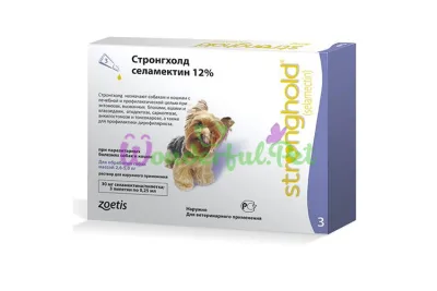 Zoetis Stronghold Drops 12% for dogs weighing 2.5 to 5 kg 0.25 ml x 3 pipettes