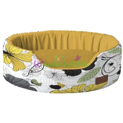 Лежак для животного COZY FLO, овальный, оранж цветы, 42x30x13 см