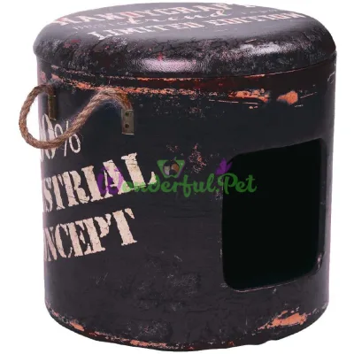 Пуф для интерьера CROCI Industrial Handycraft, с домиком для кота, черный, 35х35х34 см