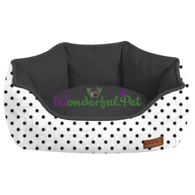 Диван для животного COZY IMPACT, овальный, черно-белый в горох, 50x40x17 см