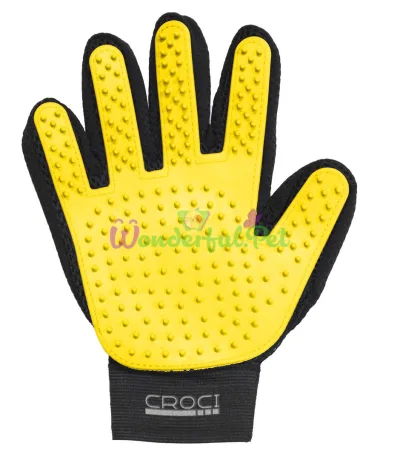 CROCI Groomy Yellow Grooming Glove, Size M, Right Hand