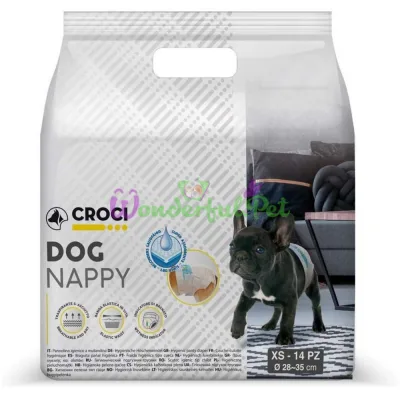 Dog Diaper XS, 1–2 kg, Waist 28–35 cm, 14 pcs