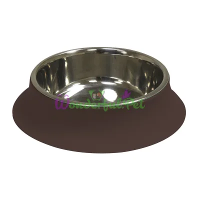 Миска CROCI SILICONE, нержавеющая, основа силикон, коричневая, 0,52 л, 14 см