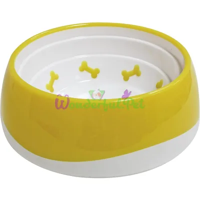 Миска CROCI Tpr Bone, пластик, прорезиненное дно, желтая, 0,55л, 16,8х6 см