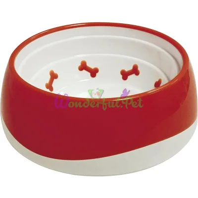 Миска CROCI Tpr Bone, пластик, прорезиненное дно, красная, 0,55л, 16,8х6 см