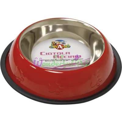 Миска CROCI глазурь и чеканка красная на резинке, нерж., 0,7л, 23 см