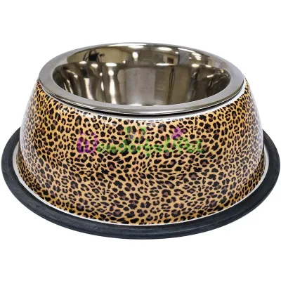 Миска CROCI Animalier Leopard, нерж. с гумовим пидставою, принт, 0,37л, 20см