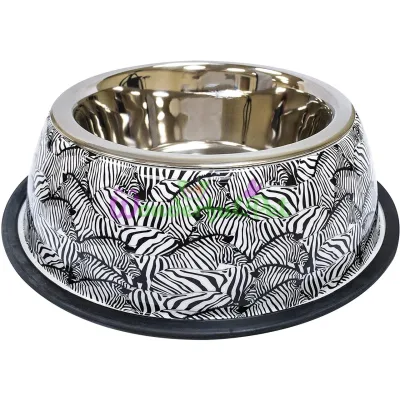 Миска CROCI Animalier Zebra, нерж. с резиновым основанием, принт, 0,20л, 17 см