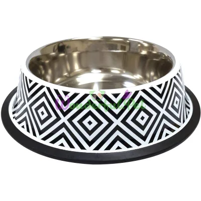 Миска CROCI Twiggy Diamond, нерж. с резиновым основанием, орнамент 0,70л, 21 см
