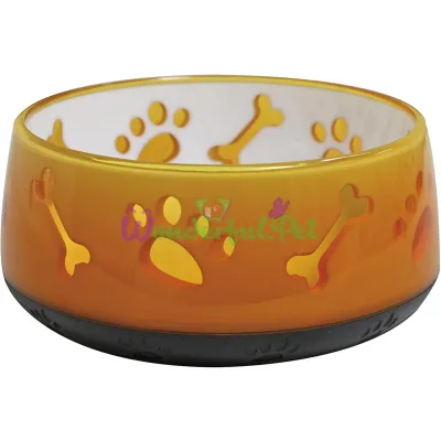 Миска CROCI Doggy, пластик, полупрозрачная, прорезиненное дно, оранжевая, 0,3 л, 10 см