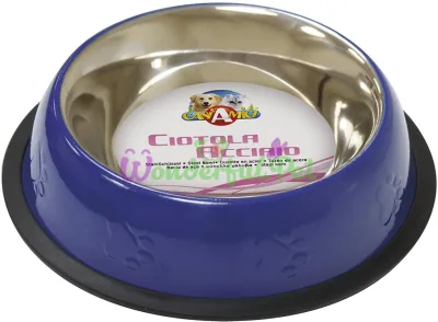 Миска CROCI глазурь и чеканка синяя на резинке, нерж., 0,24л, 16 см