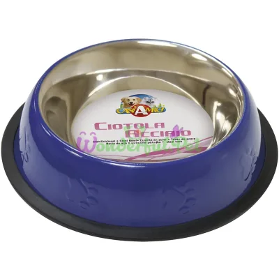 Миска CROCI глазурь и чеканка синяя на резинке, нерж., 0,47л, 20 см