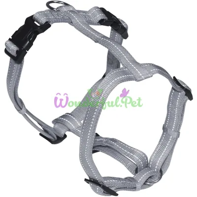 Шлея SOFT REFLECTIVE H-образная, светоотражающая, мягкая, серая, нейлон, 2x50-65 см