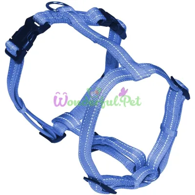 Шлея SOFT REFLECTIVE H-образная, светоотражающая, мягкая, голубая, нейлон, 2x50-65 см