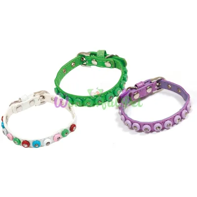 Ошейник GEMS ассорти, кожзам, стразы, 1х25 см