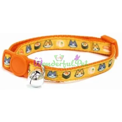 Ошейник д кота CATMANIA SUSHI, со звоночком, нейлон, желтый, 23-35x1 см