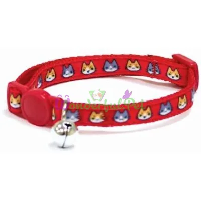 Ошейник д кота CATMANIA MANGA, со звоночком, нейлон, красный, 23-35x1 см