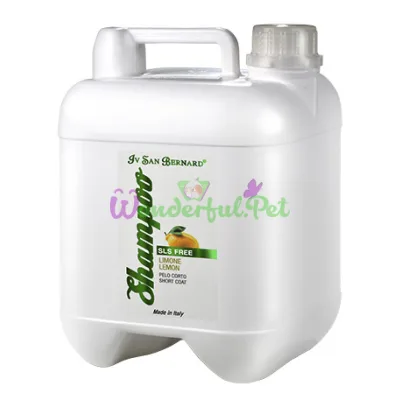 Шампунь Iv San Bernard Lemon SLS FREE кот собака , короткая шерсть, против перхоти, аром лимона, 5л