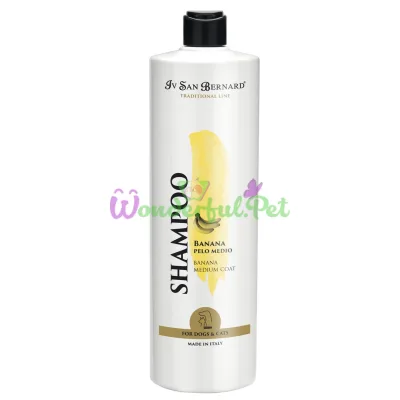 Iv San Bernard Banana Softening Shampoo for Medium Coat (cat, dog) with Banana, 1 L (pack of 12)