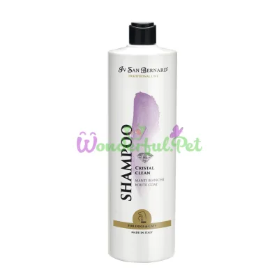 Шампунь Iv San Bernard Cristal Clean для білої шерсті (кіт собака), усуває жовті плями, 1л